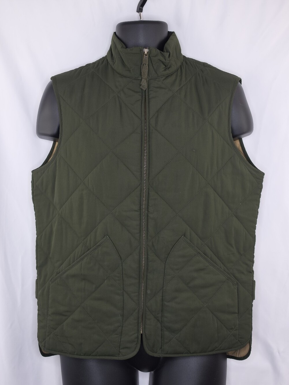 J.Crew Mercantile Men's Diamond Quilted Full-Zip Vest Size Small Green 4002